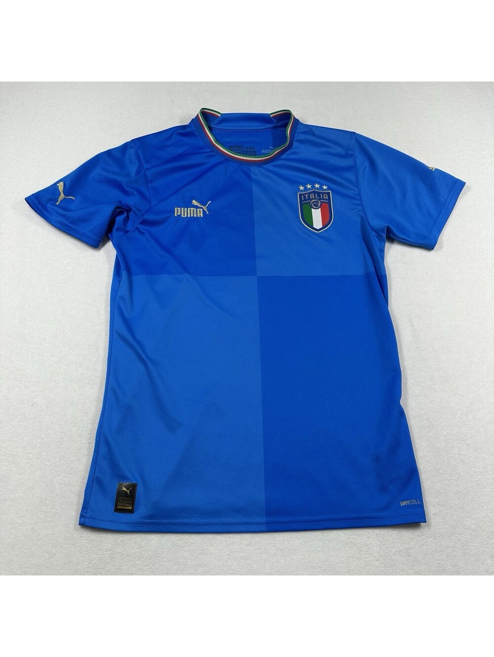 Puma Italy Soccer Jersey Men's S Blue DryCell Short Sleeve Futbol Italia Sport